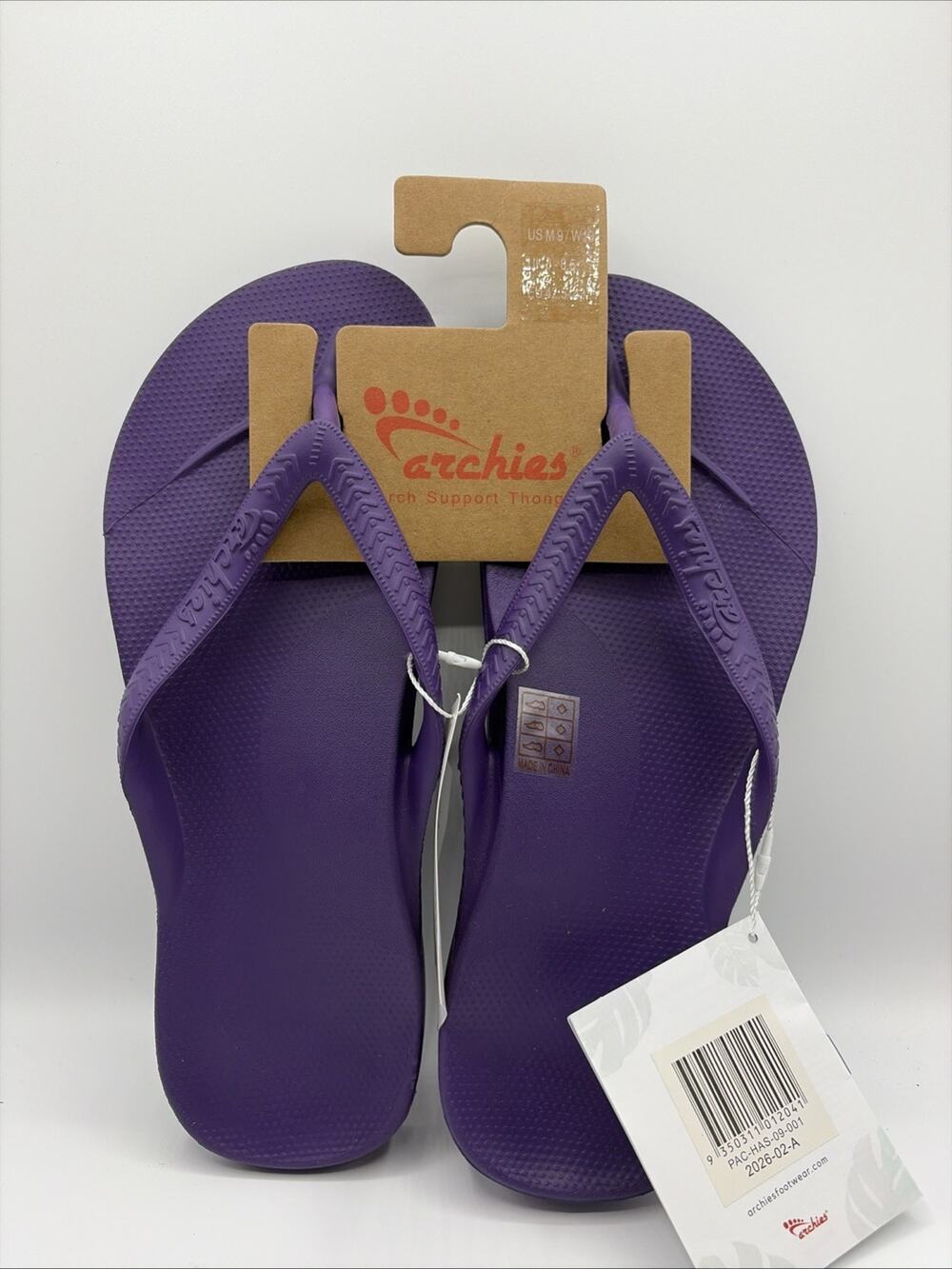 Archies Flip Flops Sandals Sz M 9 W 10 Dark Purple Arch Support Therapy NWT